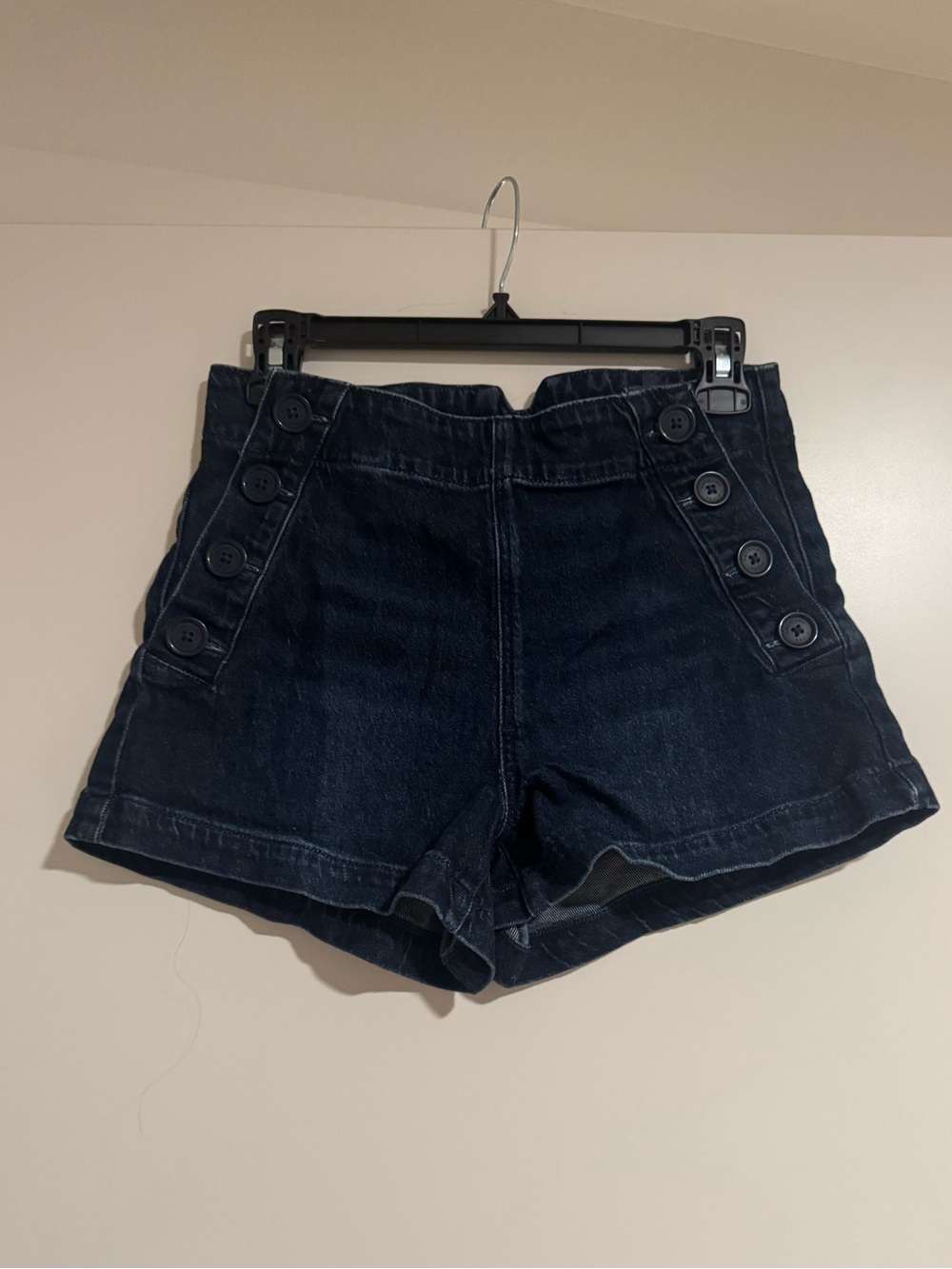 American Eagle Outfitters Navy High Waist Button-Detail Shorts-US 2